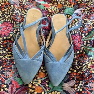 Suede Blue Slingback Women's Flats